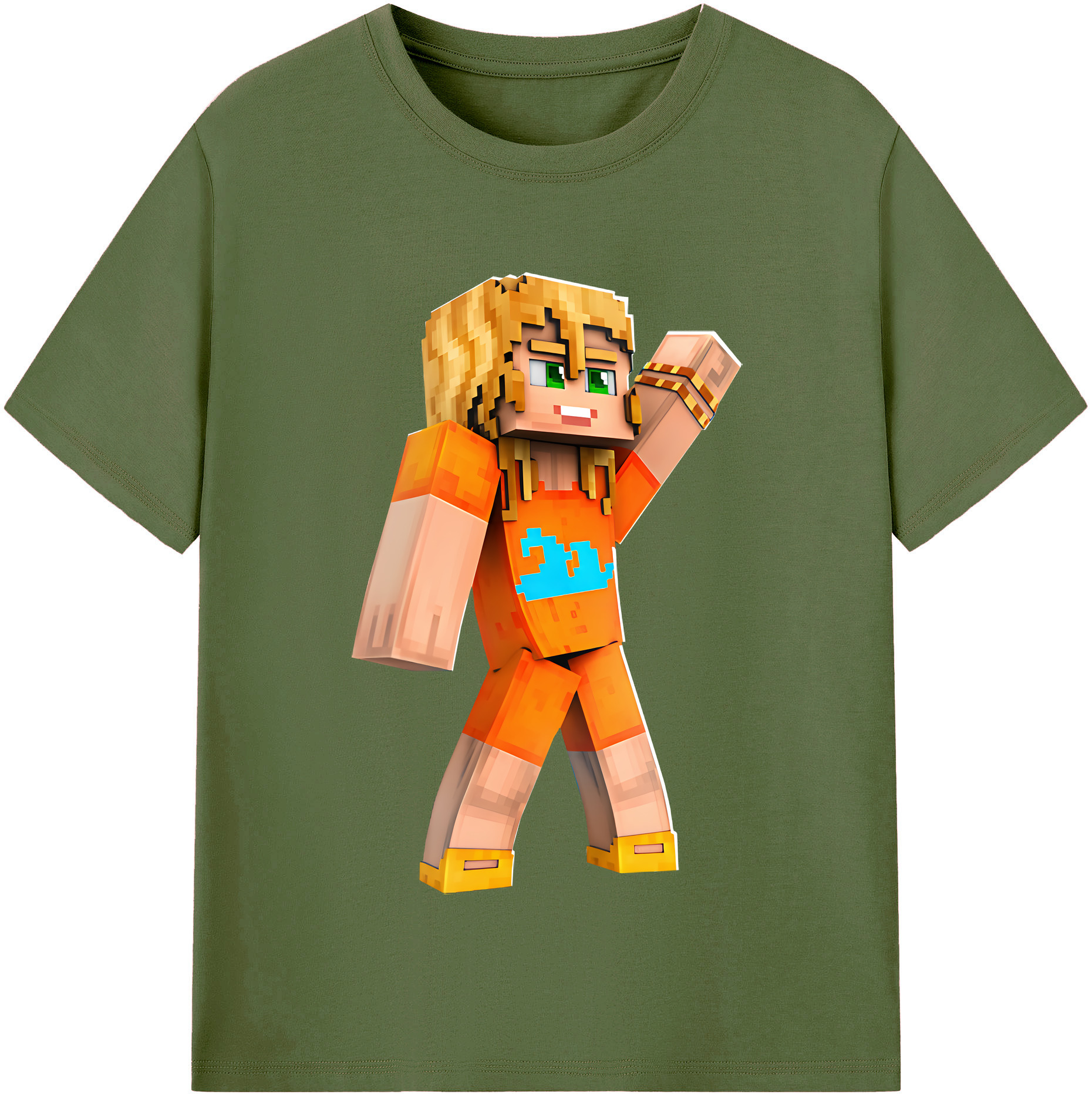 （画像用） マインクラフト ブロックの世界 Minecraft MC Block world 綿100％半袖Tシャツ（フロントプリント）